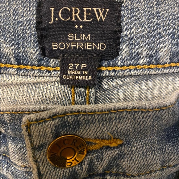Classic Blue J Crew Slim Boyfriend Jeans Sz 27P (Sz 4) Cropped Frayed Hem - Picture 3 of 5